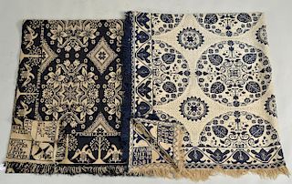 Two Early American Woven Coverlets