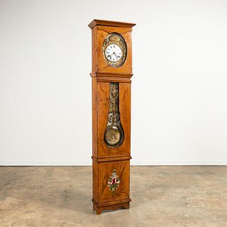 19TH C. FRENCH FAUX BOIS PAINTED COMTOISE CLOCK