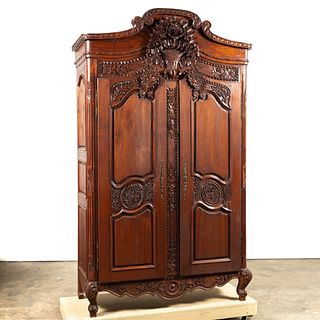FRENCH LOUIS XV STYLE ORNATE CARVED ARMOIRE