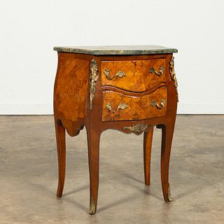 LOUIS XV-STYLE PARQUETRY INLAID TWO-DRAWER COMMODE