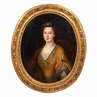 CONTINENTAL OVAL PORTRAIT OF LADY, GILTWOOD FRAME