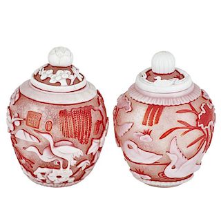 CHINESE COVERED PEKING GLASS JARS