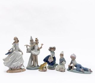 LLADRO, GROUP OF SIX PORCELAIN ANIMALS & FIGURES
