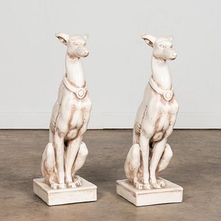 PAIR, CONTINENTAL GLAZED POTTERY WHIPPETS