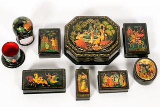 EIGHT RUSSIAN LACQUERED BOXES, FAIRY TALES