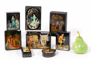 8 RUSSIAN LACQUERED BOXES, FAIRY TALES & FABLES