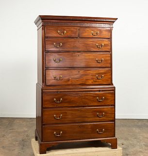 19TH C. GEORGE III MAHOGANY CHEST ON CHEST