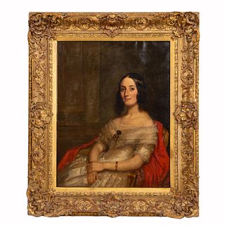 19TH C. PORTRAIT OF A YOUNG LADY, GILTWOOD FRAME