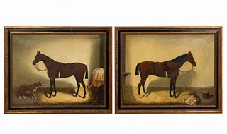 HALLY, PAIR OF EQUESTRIAN PAINTINGS, FRAMED 1867
