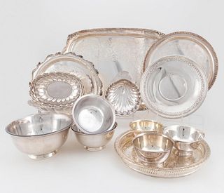 14PCS, SILVERPLATE HOLLOWARE: TRAYS, BOWLS, DISHES