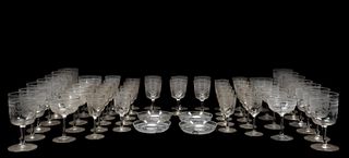 MONOGRAMMED COLORLESS GLASS TABLEWARE, 54PCS