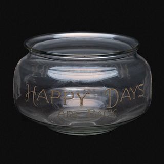 POST-PROHIBITION GLASS BOWL "HAPPY DAYS ARE BACK"