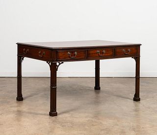 CHINESE CHIPPENDALE-STYLE MAHOGANY LIBRARY TABLE