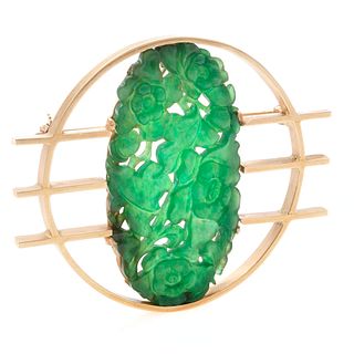 Jade, 14k Rose Gold Pin Pendant