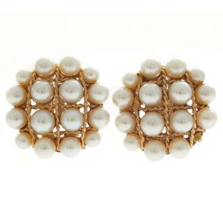 Pair of Cultured Pearl, 14k Ear Clips