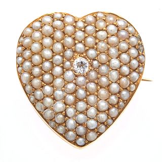 Diamond, Seed Pearl, 14k Locket Pin Pendant