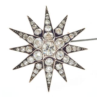 Diamond, 9k, Silver Starburst Pin Pendant