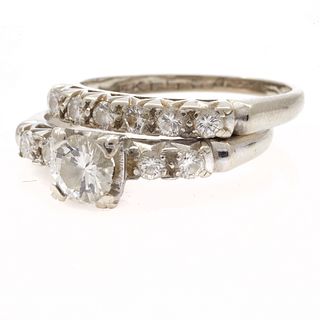 Diamond, 14k White Gold Wedding Set