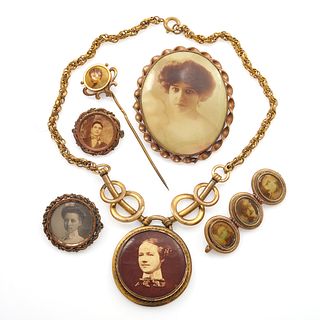 Collection of Antique Photograph Jewelry