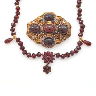 Victorian Garnet, 14k, Gilt Jewelry Items