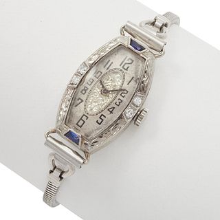 Art Deco Diamond, Platinum, 18k, Gold-Filled Wristwatch