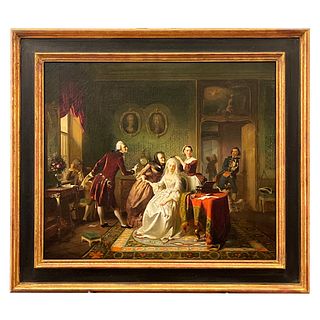 Oil on Canvas, French Salon Scene 18th century