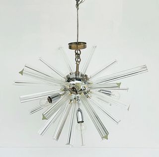 Murano Glass Triedo Sputnik Chandelier w/a Chrome Frame