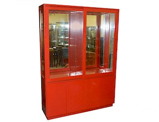 RED LACQUERED DISPLAY CABINET