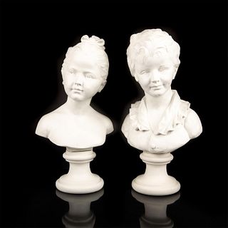 Pair Bisque Porcelain Figural Busts, The Brongniart Children