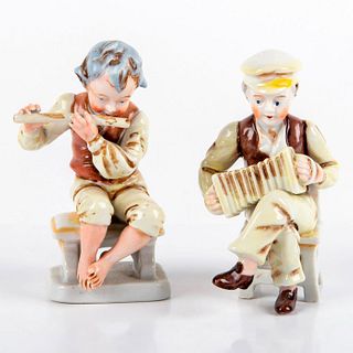 A Pair of Mocco Japan Porcelain Figurines, Musical Boys