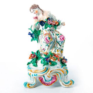 Vintage Ceramic Figurine, Woman With Flowers