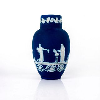 Adams Jasperware Tall Vase in Blue and White Classical