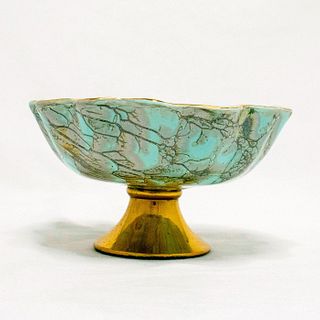 Unusual Delft Scalloped Bowl Mid-Century Modern Lustre Glaze