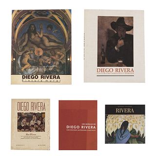 Libros sobre Diego Rivera. Diego Rivera sus Frescos en el Instituto Nacional de Cardiología / Diego Rivera. Pintura Mural. Pzs: 5.
