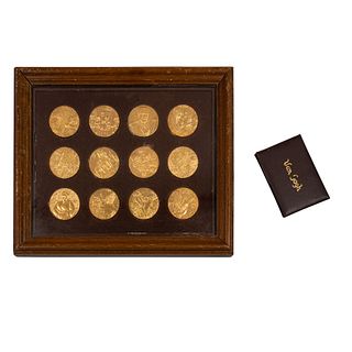 Colección de medallas de Van Gogh. SXX. Edición de Franklin Mint. Elaboradas en bronce con vermeil. Edición conmemorativa. Piezas: 12