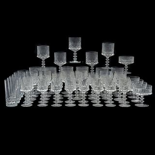Juego de vasos y copas. SXX. Elaborados en cristal. Copas marcadas al ácido Claus Josef Riedel. Vasos sellados Baccarat. Piezas: 54