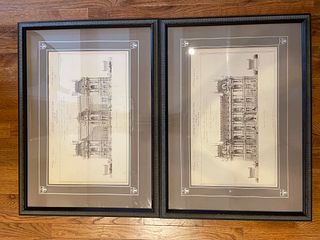 2 Contemporary French Architectural Sketches 