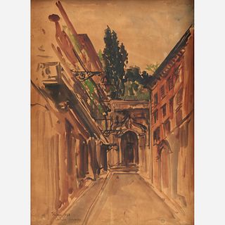 Gertrude Freyman (1901-1994) Watercolor, Rome (1965)