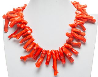Japanese coral branch necklace