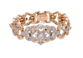 Semi-rigid bracelet made in two-tone (pink and white) 18 kts. gold