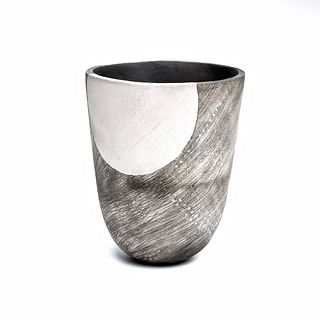 Tall Hand Coiled Smoke Fired Bowl