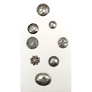 A SMALL CARD OF DIVISION THREE INDIAN SILVER BUTTONS