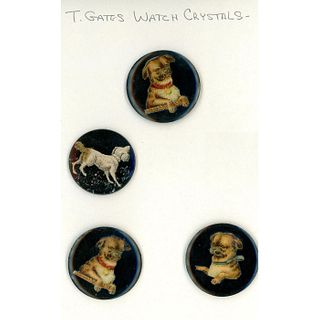 A SMALL CARD OF DIVISION THREE WATCH CRYSTAL BUTTONS