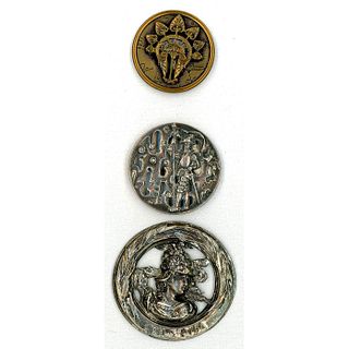 A SMALL CARD OF DIV 1 PICTORIAL BUTTONS INCL. SILVER