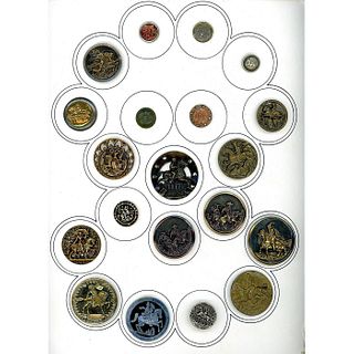 A FULL CARD OF DIV 1 & 3 HORSE BUTTONS