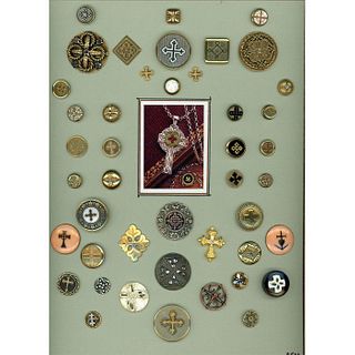 A CARD OF ASSORTED MATERIAL DIV 1 & 3 CROSS BUTTONS