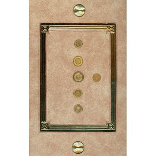 A SMALL CARD OF BRASS BUTTONS KNOWN AS CHINA TRADE