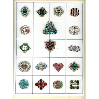 A CARD OF DIVISION 3 ASSORTED COLOR PASTE JEWEL BUTTONS