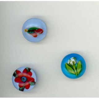 A SMALL CARD OF DIVISION 3 PAPERWEIGHT GLASS BUTTONS