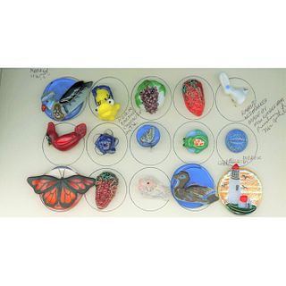 A SMALL CARD OF DIV ONE LAMPWORK GLASS BUTTONS